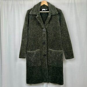 Cyrus Oversized Faux Mohair Fur Longline Coat Size XS Green Patch Pockets Button